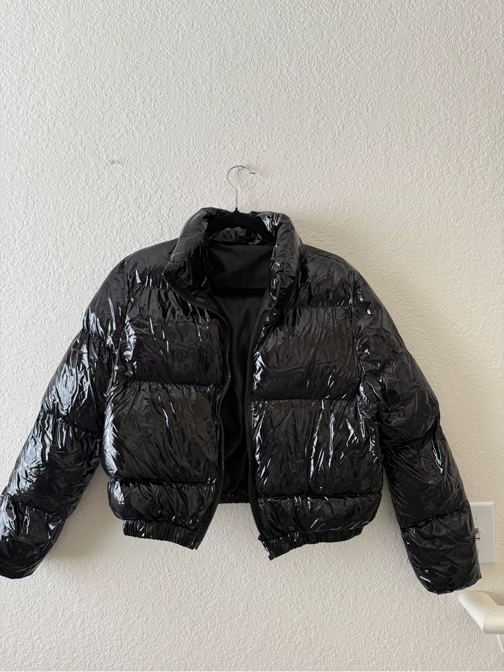 SHEIN Glossy Black Puffer Jacket